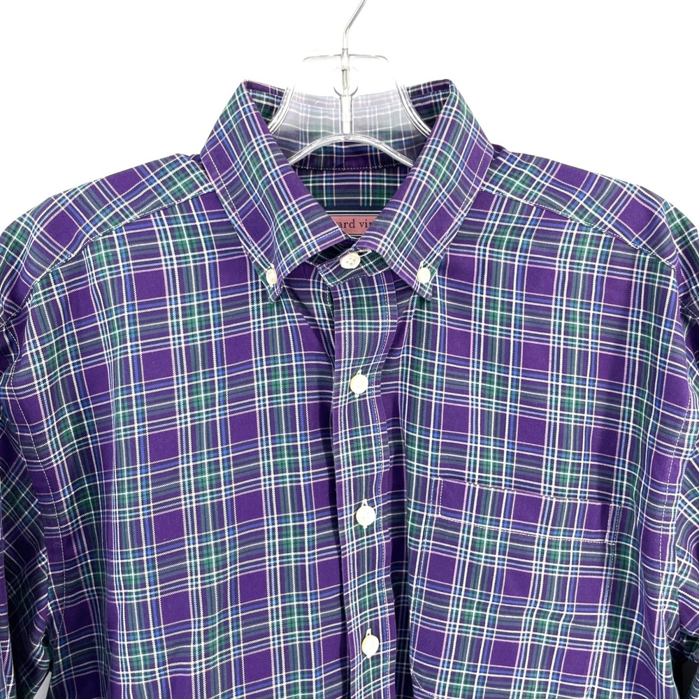 Vineyard Vines Murray Shirt Mens Small Purple Green Plaid Button Down‎ Cotton LS
